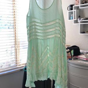 teal Free People slip dress